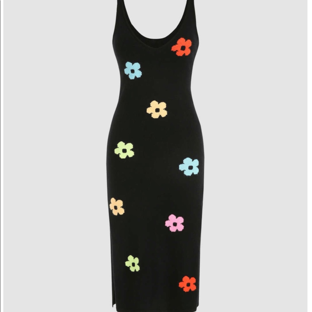 Knit floral midi dress